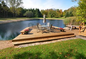 View of Pond from Deck - Country homes for sale and luxury real estate including horse farms and property in the Caledon and King City areas near Toronto